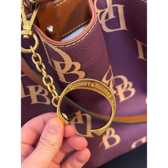 Dooney & Bourke Monogram Burgundy Leather Shoulder Bag With Adjustable Strap - Picture 7 of 10
